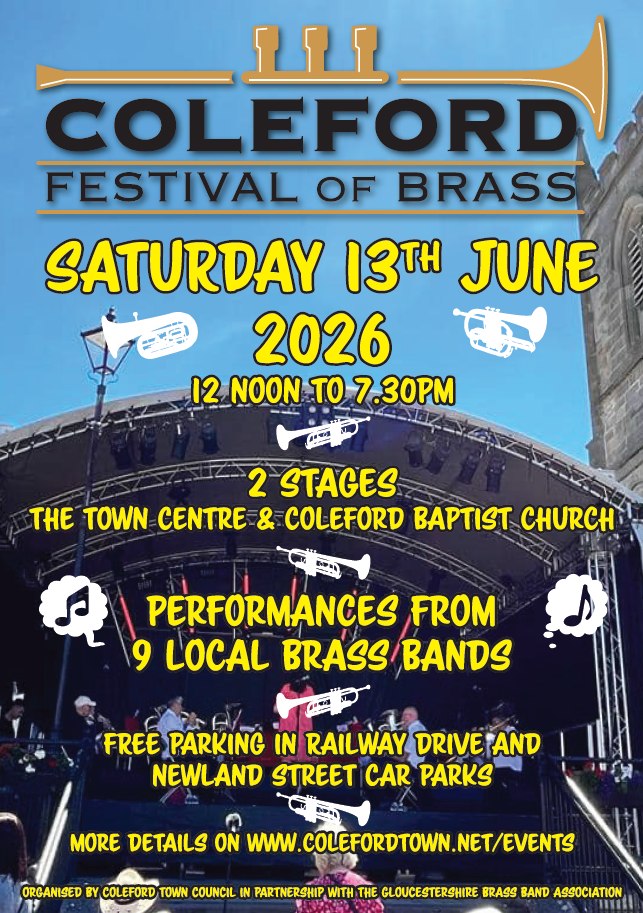Coleford Festival of Brass. Saturday 13th June 12 noon to 7.30pm
